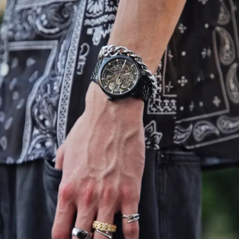FAIRWHALE Pioneer Collection Men's Watch Automatic Mechanical Movement Men's Watches Black Dial-6