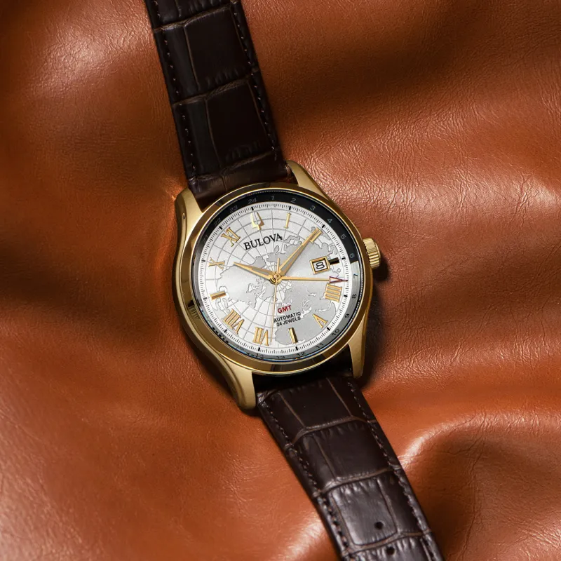 BULOVA Wrist Watch Mechanical Movement Leather Strap Silver Dial Men's Watches-3