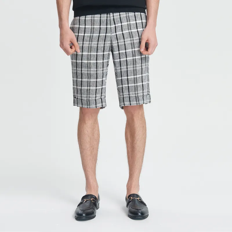 MANGANO Casual Shorts Men Gray Plaid-4