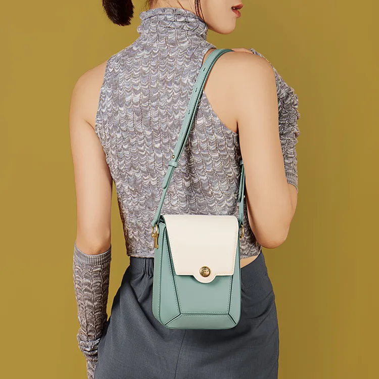 Gong Xuan Cow Leather Cell Phone Pouch, Shoulder Bag, Crossbody Bag Trumpets Women's Clear And Verdant Crown-6
