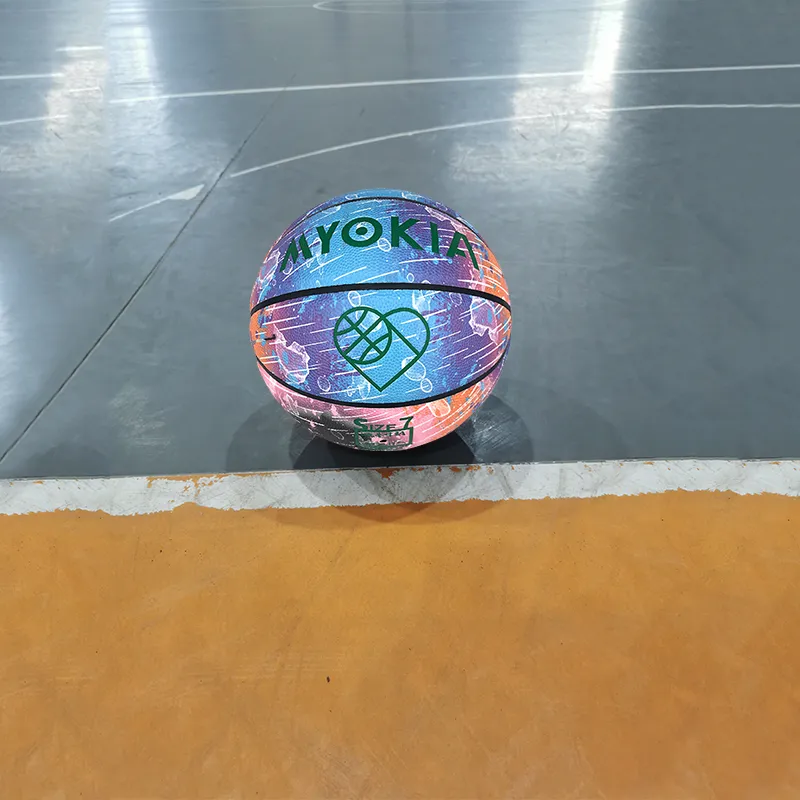 MYOKIA PU Basketball Multicolor Size 7 Ball Glow in The Dark Reflective Unisex-4