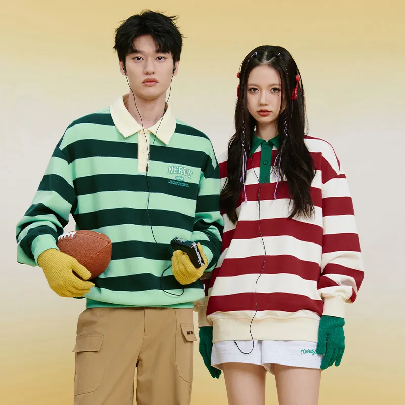 Nerdy Sweatshirts Unisex Red And White Stripes-4