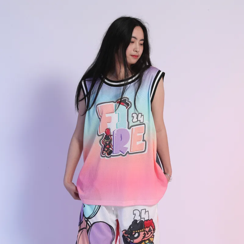 FireMonkey Basketball Jerseys Unisex Pink-4