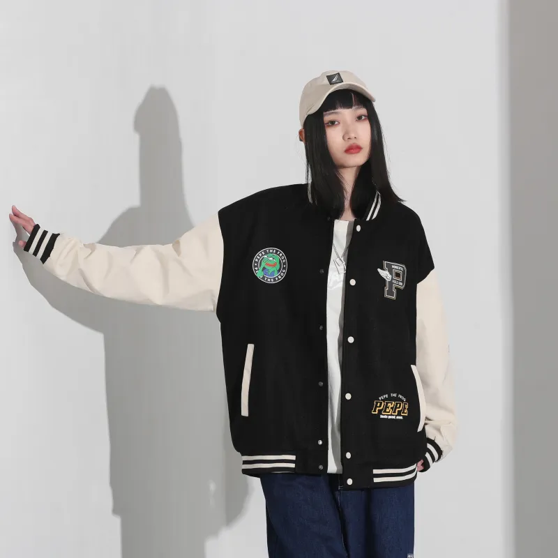 Pepe The Frog Baseball Jacket Unisex-3