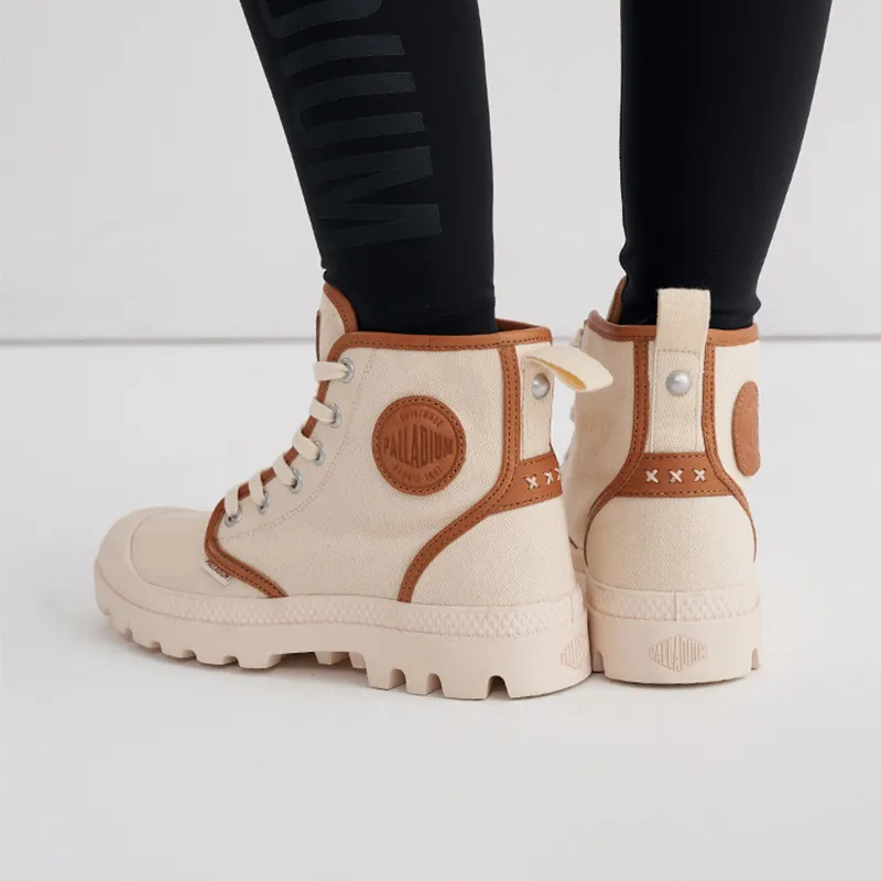 Palladium Pampa HiProvence Wear Resistant High Top Canvas Shoes Unisex Smoke White Brown-7