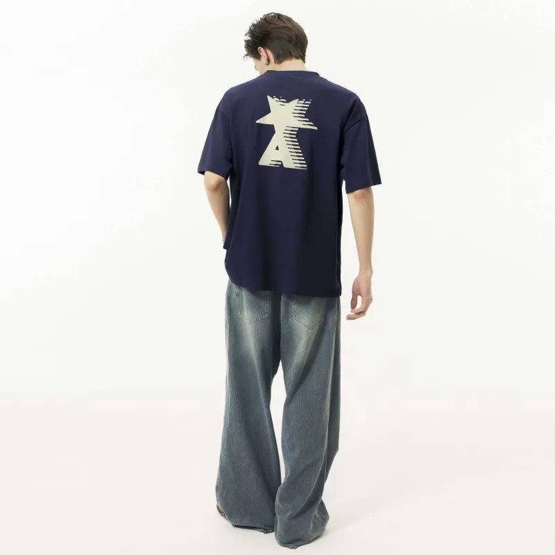 ALL NIGHT DAYS Star Letter Print Unisex T-shirt-2