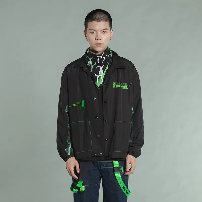 RUNNINWHEEL Loose Fit Thin Jacket Unisex Black-3