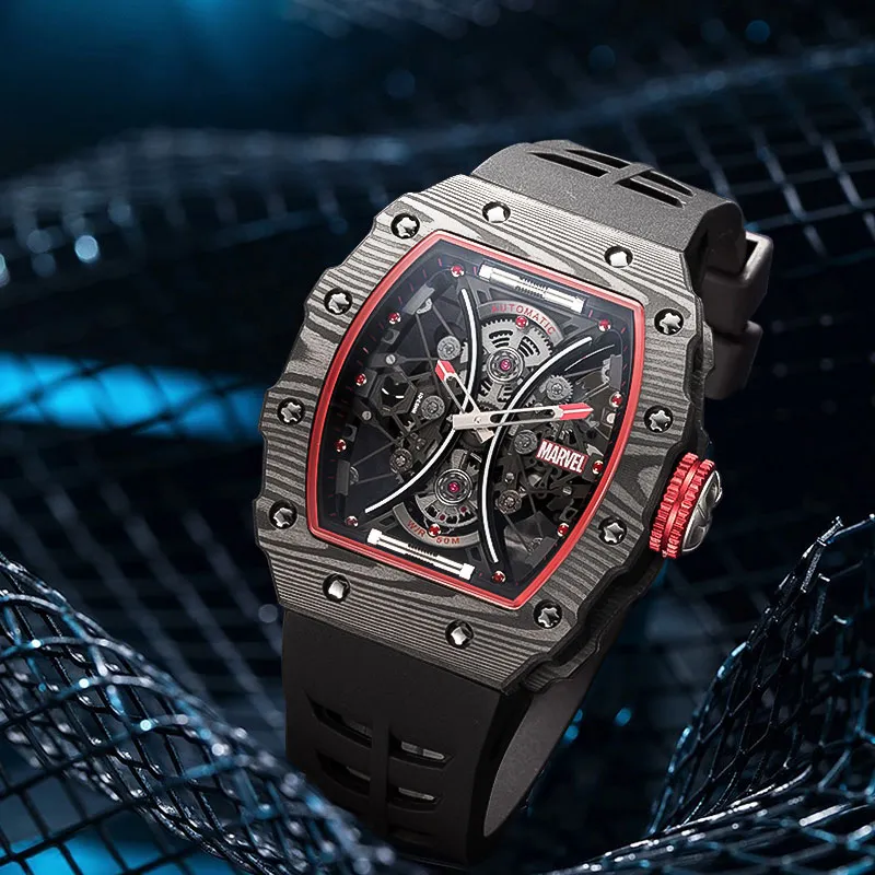 MARVEL Hero Collection Mechanical Movement Rubber Strap Watch Men's Watches Black Dial-2
