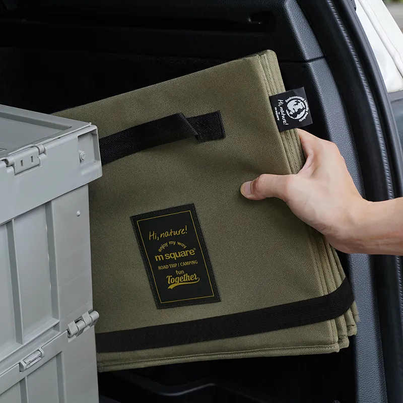 M Square Eco-friendly Fabric Car Trunk Storage Box-Car Trunk Organizer And Storage Box Unisex Olive Green-2