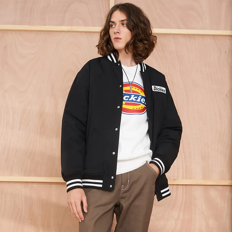 Dickies Stripes Baseball Collar Puffer Jacket Men's Black-2
