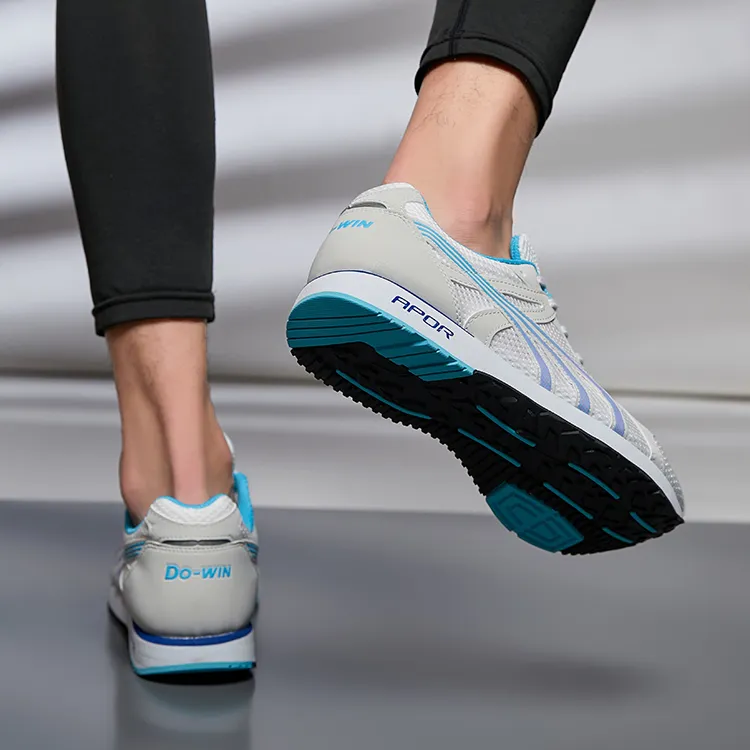 DO WIN Cushioning Slip Resistant Abrasion Resistant Breathable Low Top Running Shoes Unisex White Blue-8