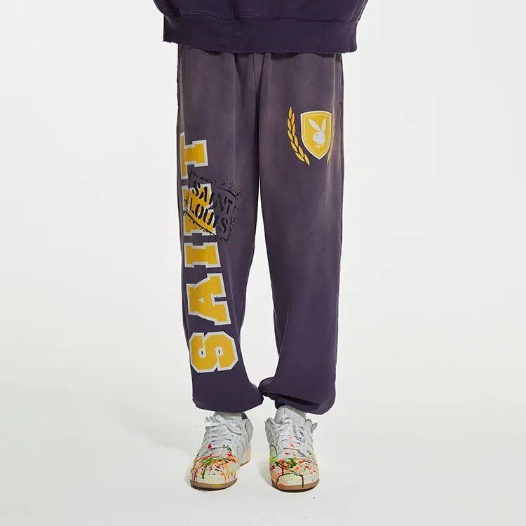 Playboy X SSSAINT LOUIS SSSAINT LOUIS X Playboy Co-branded Series Knitted Sweatpants Unisex Purple-1