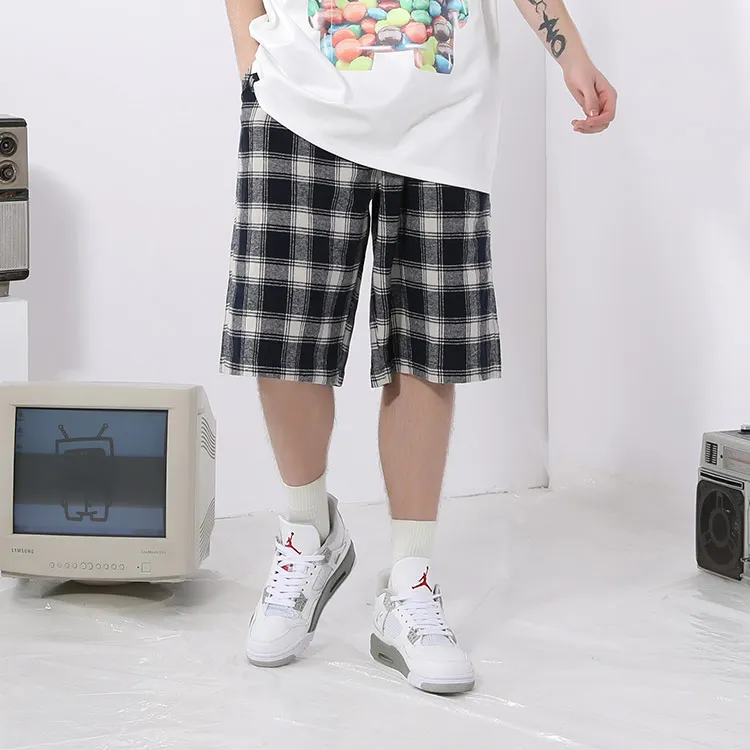 TVX Casual Shorts Unisex Black White Plaid-3