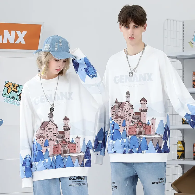 GENANX Sweatshirts Unisex Print White-2