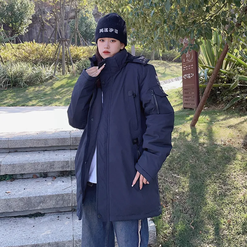 New Business Origin Solid Color Detachable Hood Loose Fit Thickened Mid Length Puffer Jacket Unisex-7