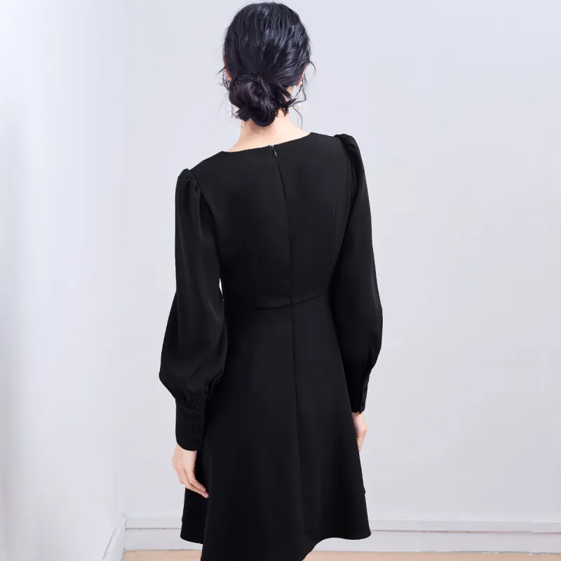 MeetMetro A Line Skirt Dress Black-2