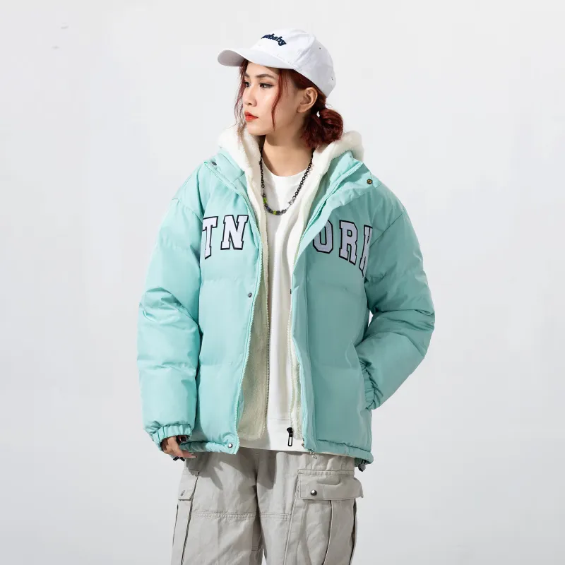 STNW Letter Hooded Loose Fit Thickened And Fleece Lined Puffer Jacket Unisex-29