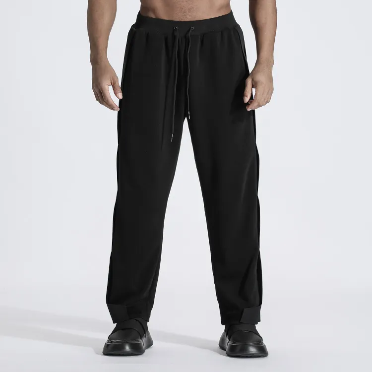 NORVINCY Breathable Elastic Waistband Solid Color Hip Hop Casual Pants Unisex-2