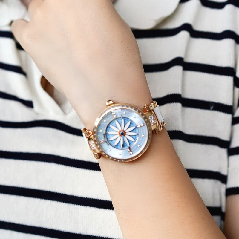 REEF TIGER Automatic Mechanical Movement Watch Women's Watch Blue Dial RGA1599 ML-9