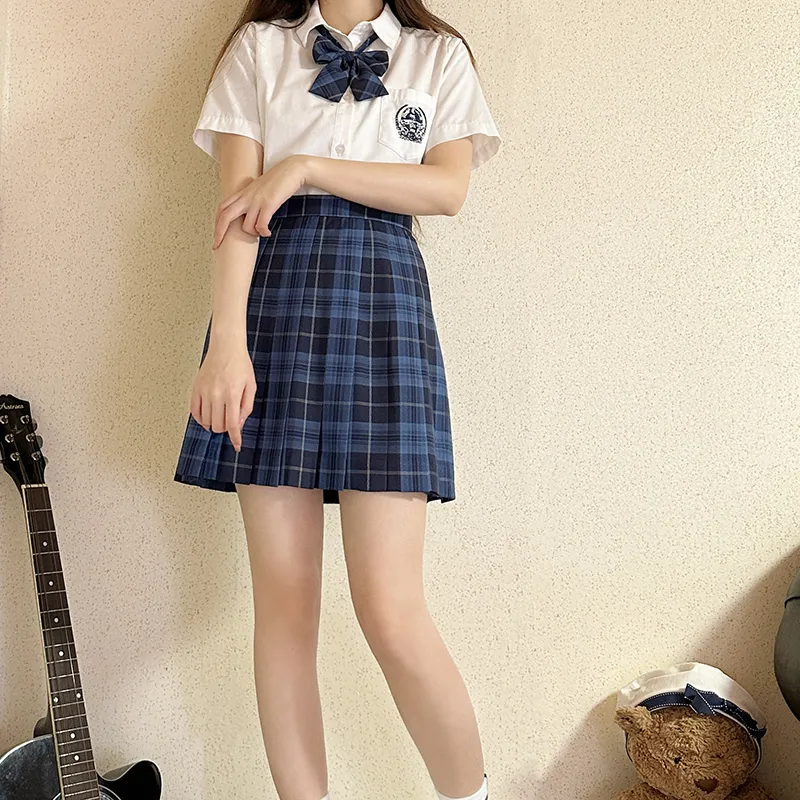 Tokyo Season Casual Short Skirts Women's Whale Fall, Plaid Skirt-7