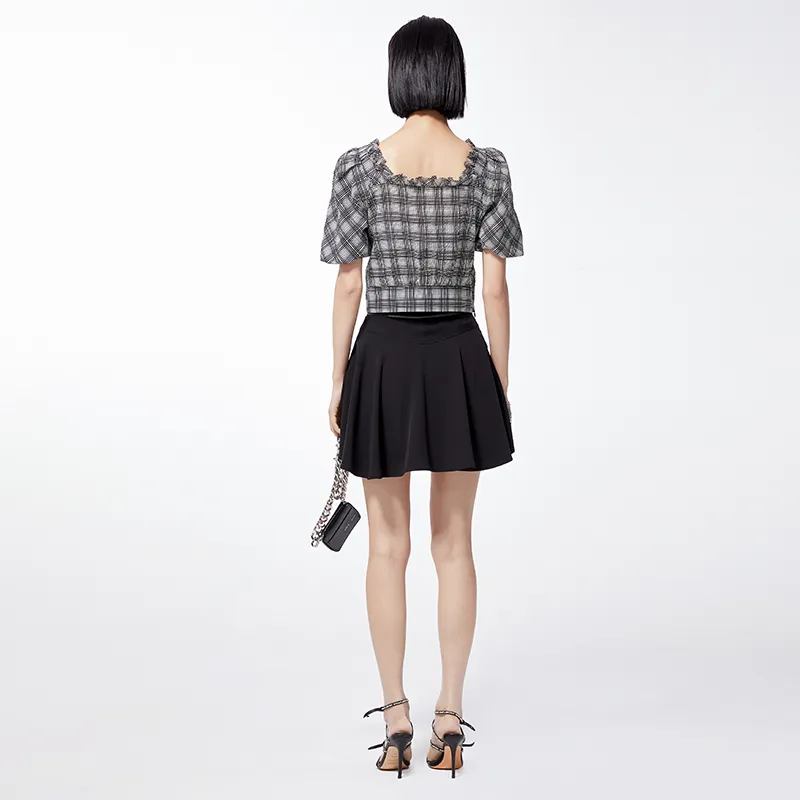 LOFT SHINE Crop Tops Women's Plaid-2