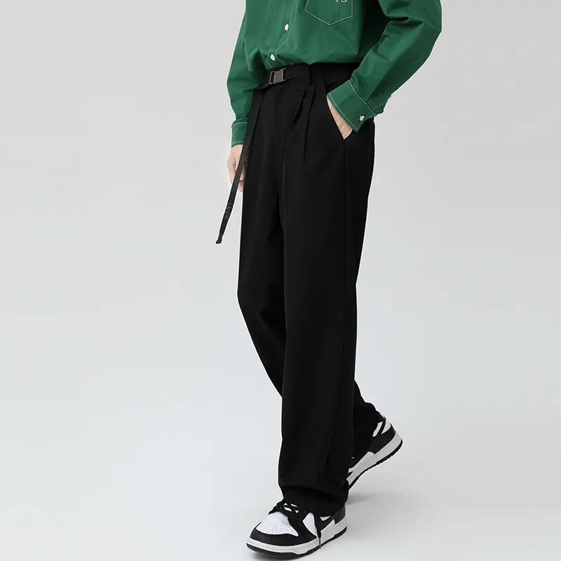 QISENYAR Wide Leg Casual Pants Unisex Black-6