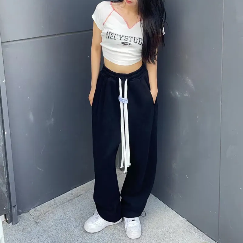 NECY Straight Thickened Casual Pants Women's-5