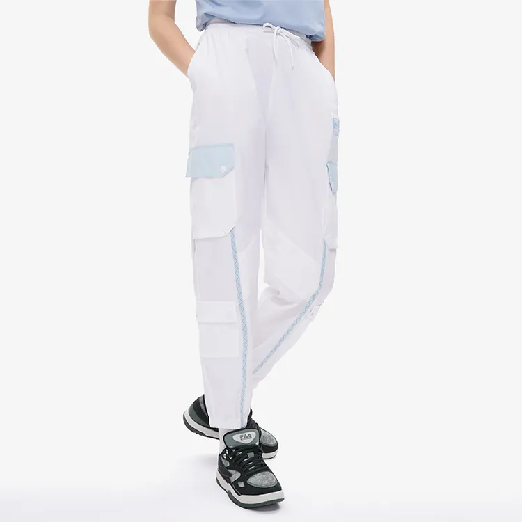 White Mountaineering X FILA FUSION FILA X White Mountaineering Collaboration Cargo Pants Women's Standard White-4