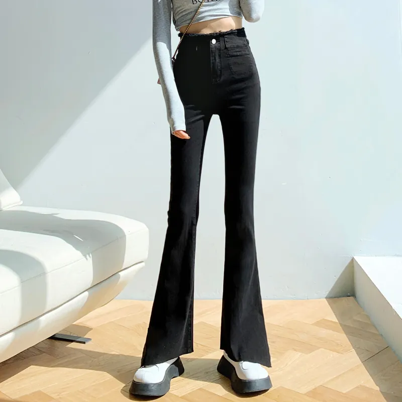 MITUAN Flared Pants Jeans Women's Light Blue-7