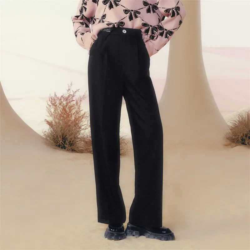 TAMMY TANGS Wide Leg Casual Pants Women's Black-3