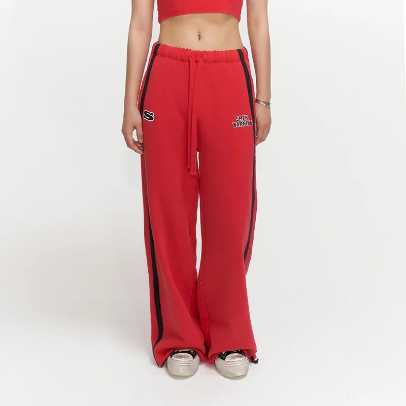 SMFK SS23 Knitted Sports Pants Women's Vintage Burgundy-3
