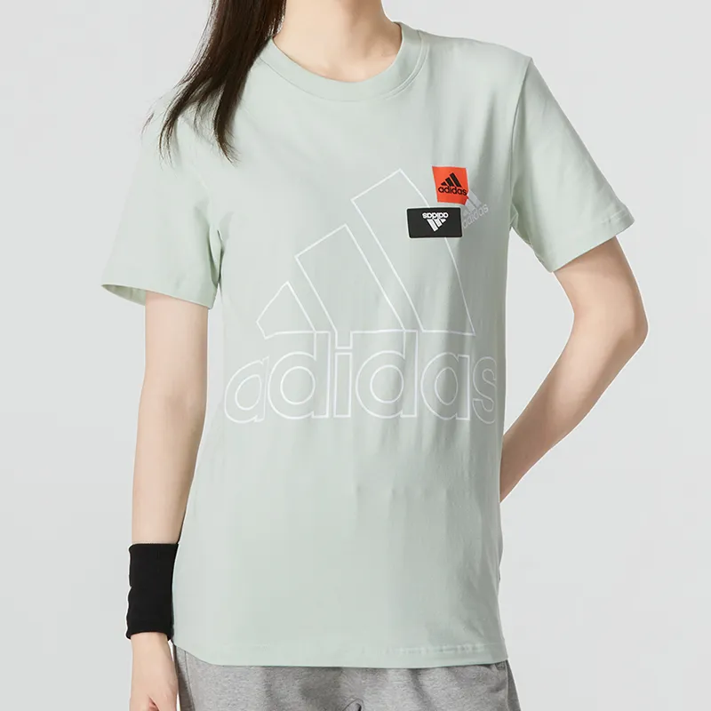 Adidas Set in Sleeve T Shirt Women's Light Gray-2