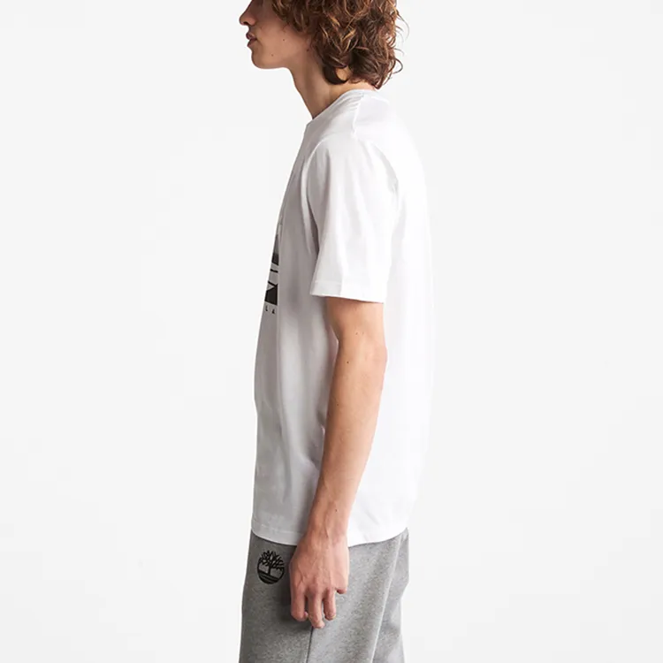 Timberland Drop Shoulder Sleeve T Shirt Men's White-4