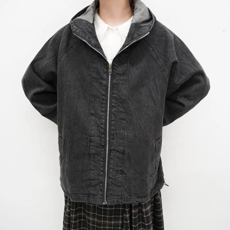BLUELANDINC Loose Fit Denim Jacket Women's Black Gray Color-3
