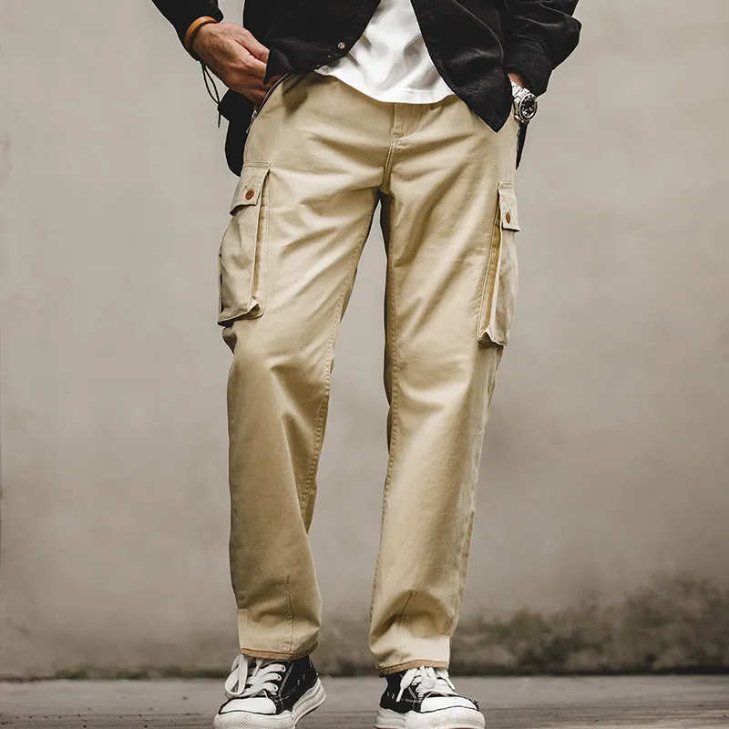MADEN Casual Pants Men Khaki-3