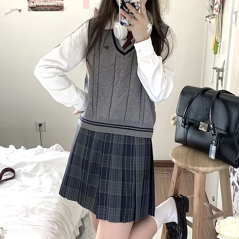 Tokyo Season Casual Short Skirts Women's Carbon Fiber Estate Plaid Skirt-10