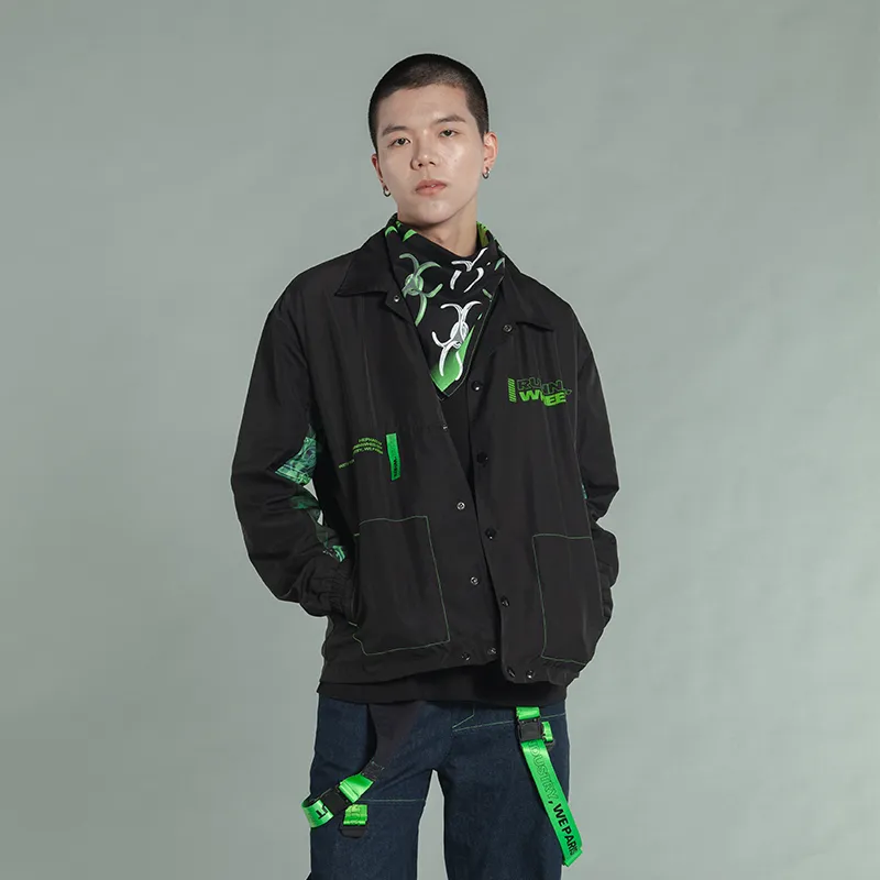 RUNNINWHEEL Loose Fit Thin Jacket Unisex Black-6