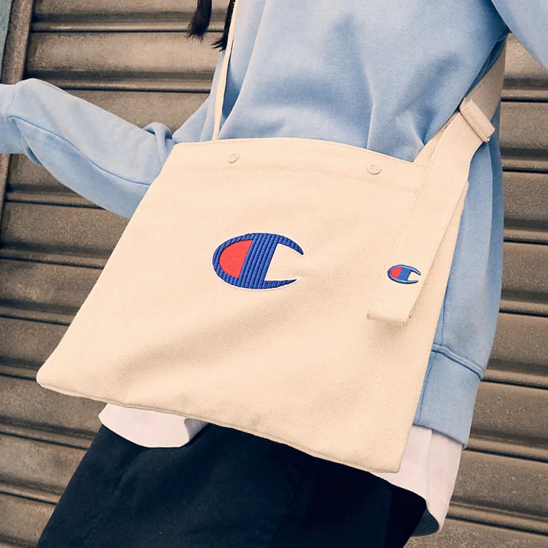 Champion Canvas Canvas Tote Bag Tote Bag Shopping Bag Shoulder Bag Crossbody Bag Unisex Black/Beige-2