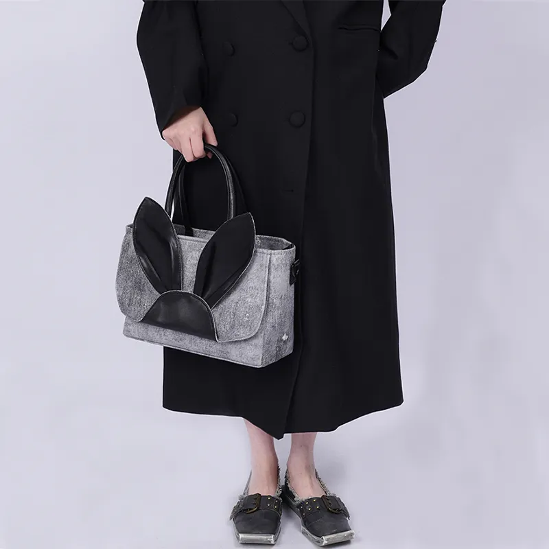 REBIRTH Canvas Rabbit Bag Canvas Bag Handbag Tote Large Size Women's Hi Bunny-4