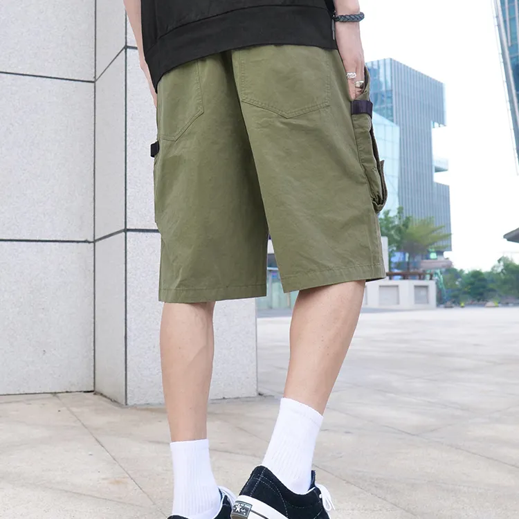 Ricky Tenko Loose Fit Shorts Unisex Army Green-4