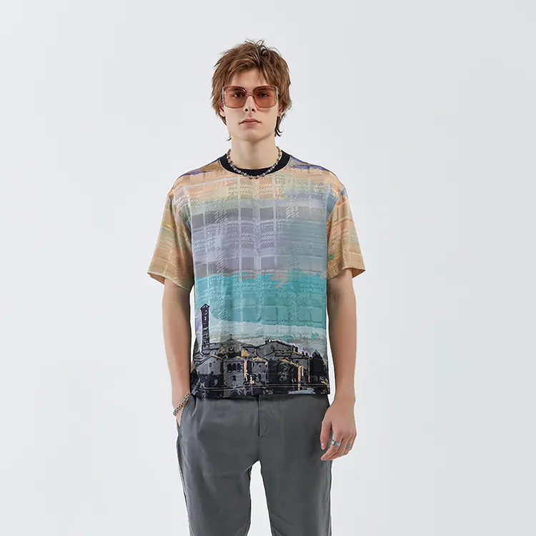DAVID NAMAN T Shirts Men Green Purple-2