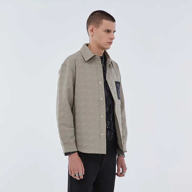 DAVID NAMAN FW22 Lapel Loose Fit Puffer Jacket Men's Khaki-4