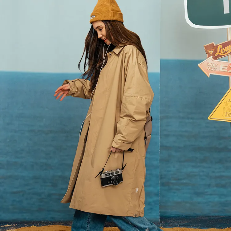 Nautica White Sail Trench Coats Unisex Khaki-3