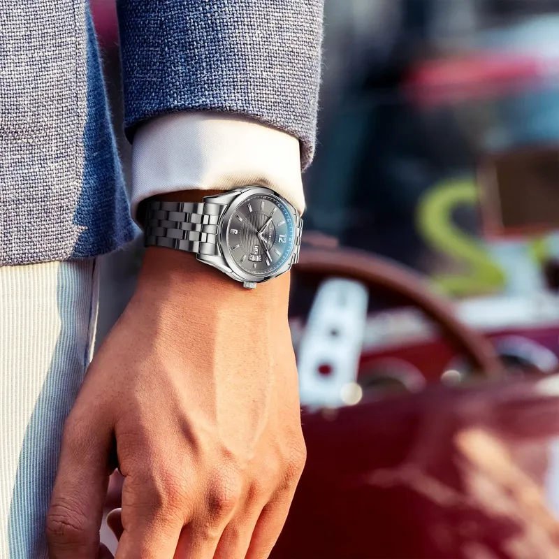 LOBINNI L Automatic Mechanical Movement Genuine Leather Strap Watch Men's Watches Silver Dial-29