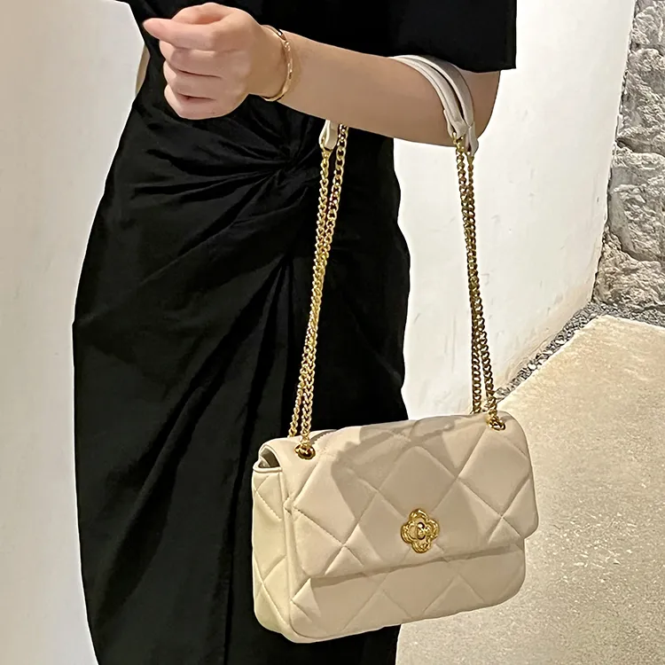 NUCELLE PU Small Square Bag One Shoulder Shoulder Bag For Women's Medium Size Women's White/Black/Pink-7