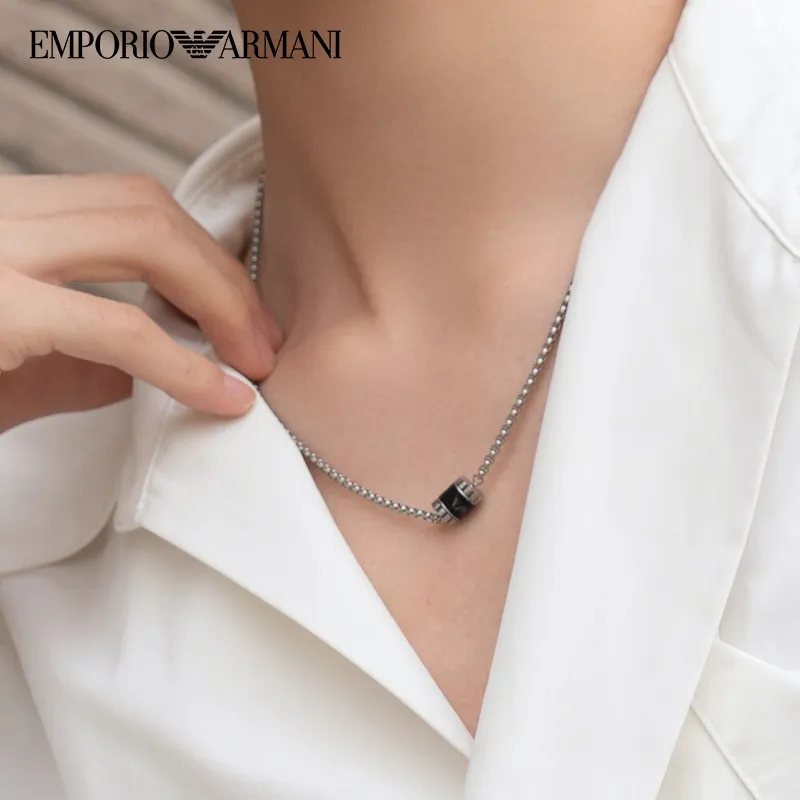 EMPORIO ARMANI Stainless Steel Necklaces Men's Black-1