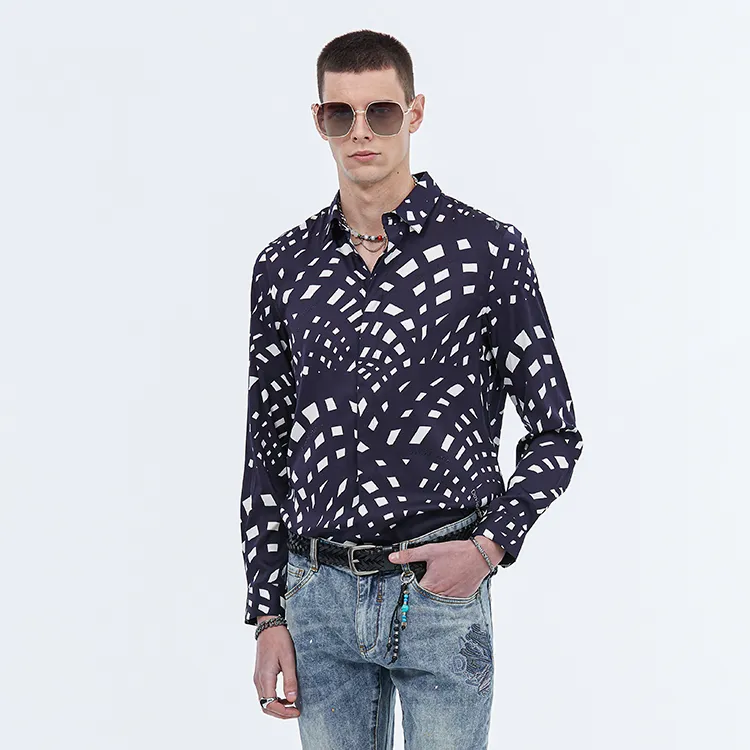 DAVID NAMAN Shirts Men Navy Blue-3