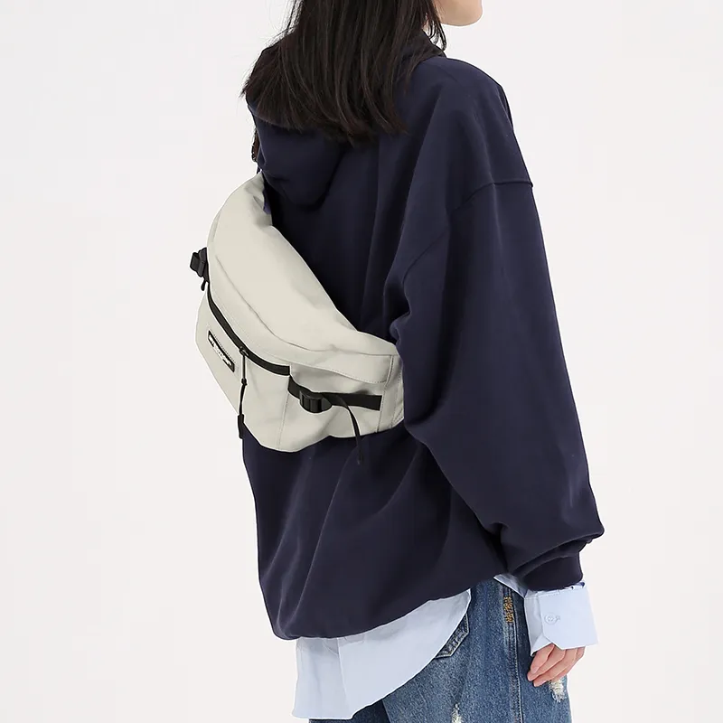 MYEDITION 4L Crossbody Bag Fanny Pack Sling Bag Outdoor Bag Polyamide Soy Milk White Unisex-7