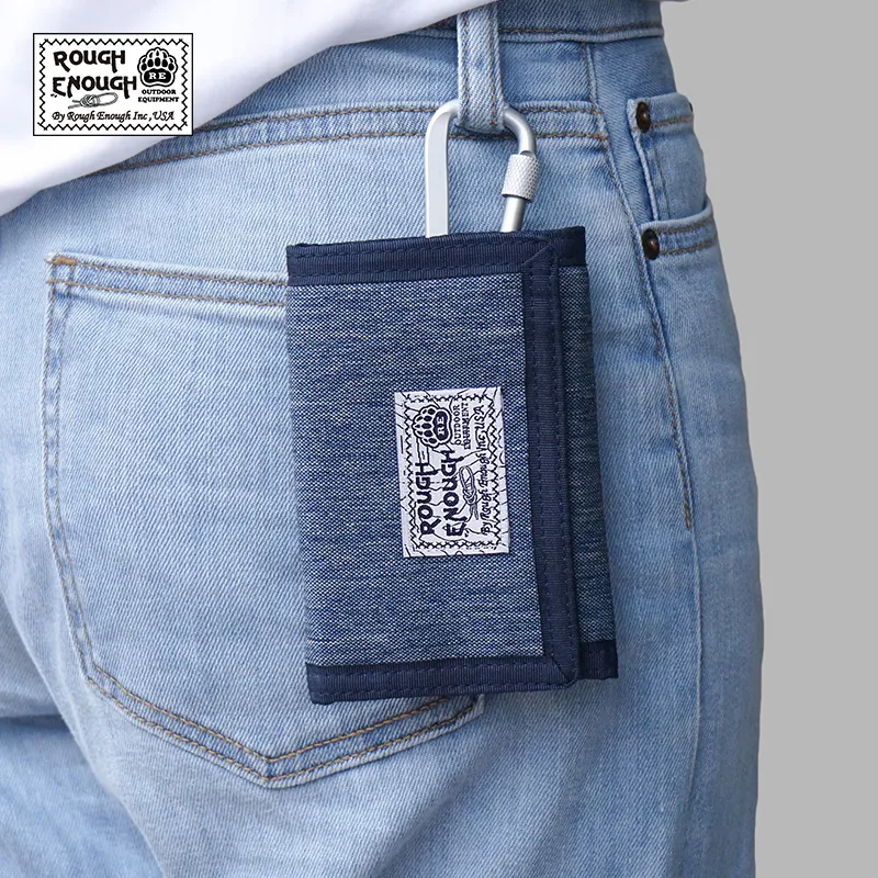 Rough Enough Denim Coin Purses Wallets Unisex Blue-4