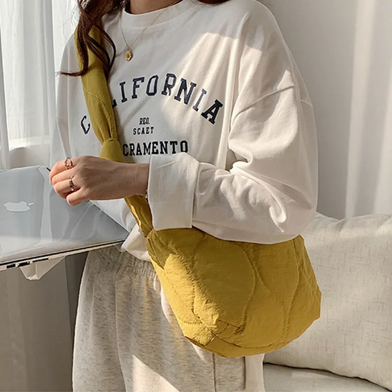 JANE KLAIN Cotton Dumpling Bag, Handbag, Shoulder Bag, Crossbody Bag Women's Black/Ecru/Yellow-8